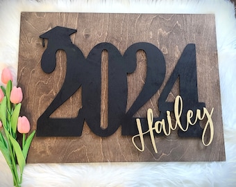 Personalized Graduation Guestbook - Alternative Guest Book - 3D Wood Signature 2024 - Class of 2024 - Gift for Graduate - Grad Party Decor