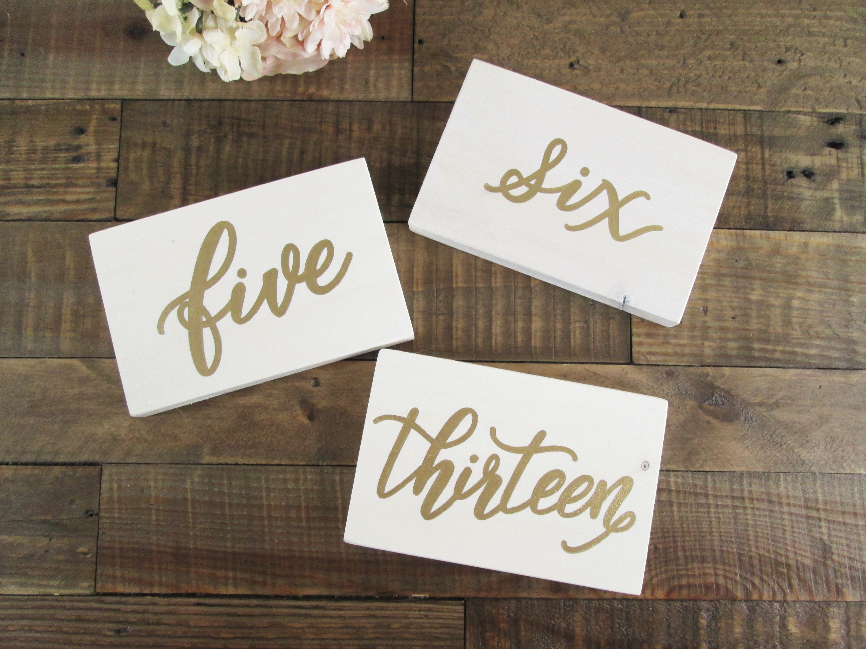 Hand Painted Wooden Centerpiece Table Numbers Rustic Country Etsy