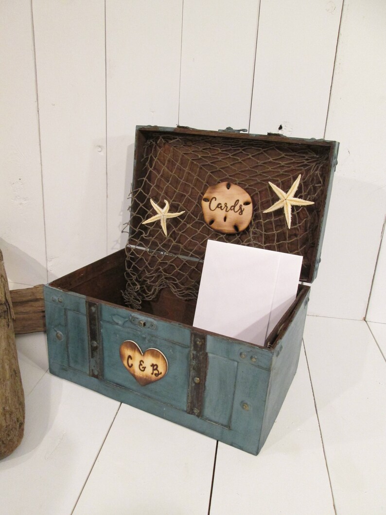 Beach wedding card box nautical wedding box card holder Etsy