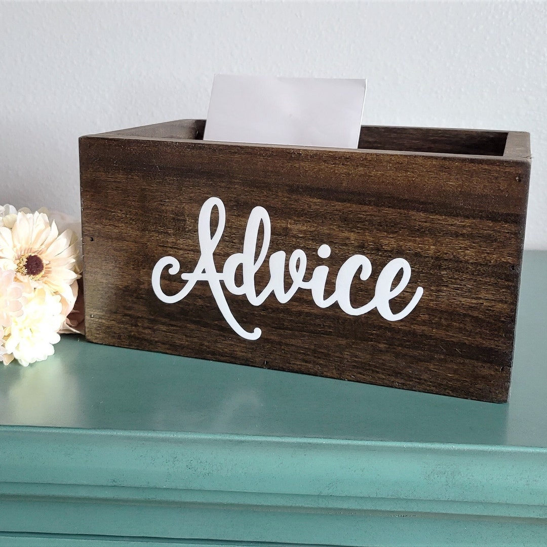 Advice Box for Bridal Shower, Rustic Wedding Reception Decor, Advice ...