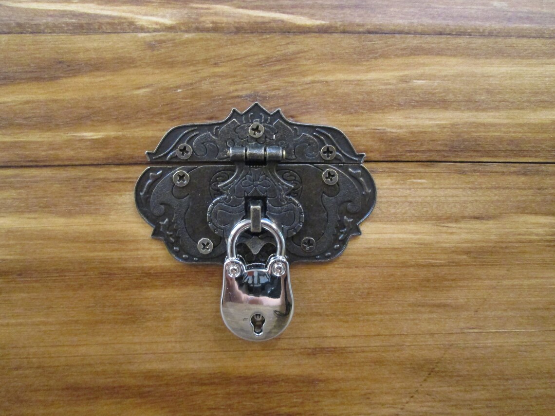 Antique brass hasp and lock add a hasp and lock to keepsake Etsy