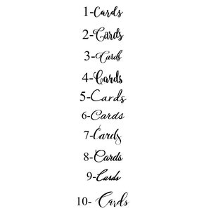 May include: A list of numbers 1 through 10 with the word "Cards" written next to each number.