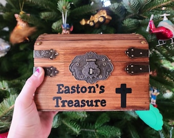 Kid's Baptism Chest - Personalized Baptism Gift - Wooden Keepsake Trunk - 1st Birthday Gift - Boy's Birthday Gift - Kid's 1st Communion