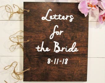 Letters to the bride book, bridal shower book, bridal shower guest book, advice for the bride, bride advice book, wood book, wood guest book
