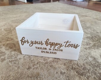 For Your Happy Tears Tissue Box | Wedding Favors Holder | White and Gold | Wedding Ceremony Decor | Rustic Wedding Decor | Backyard Wedding
