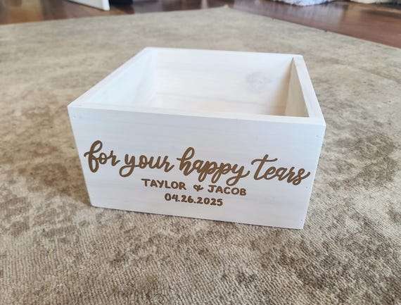 For Your Happy Tears Tissue Box | Wedding Favors Holder | White and Gold | Wedding Ceremony Decor | Rustic Wedding Decor | Backyard Wedding