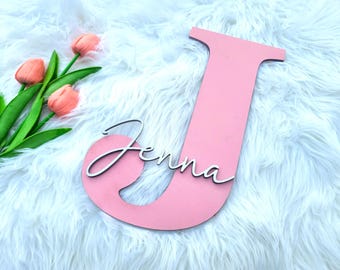 Personalized baby wall name sign, custom nursery wall decor letter, boys girls baby wall decor bedroom sign, Nursery block letter wood sign