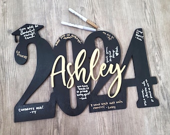 Custom grad name sign, graduation party centerpiece, personalized grad guest book, class of 2025 signature book, senior photo prop sign