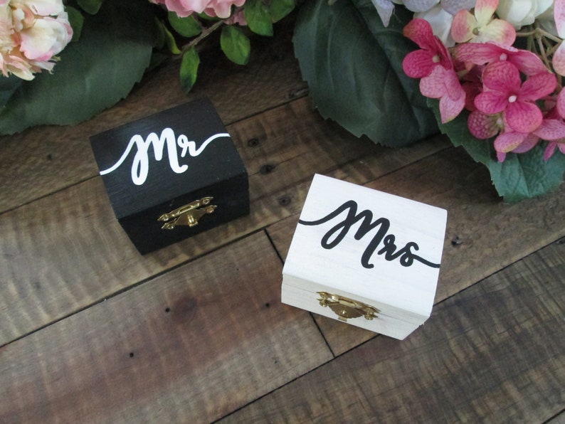 Personalized wood ring box set of two custom ring bearer box Etsy
