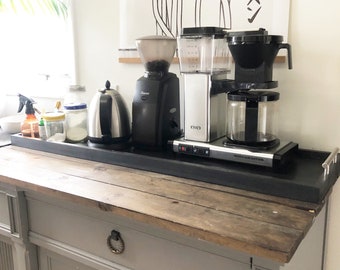 Coffee station tray, kitchen organization, farmhouse home decor, coffee bar decor, tea bar tray, rustic dining room decor