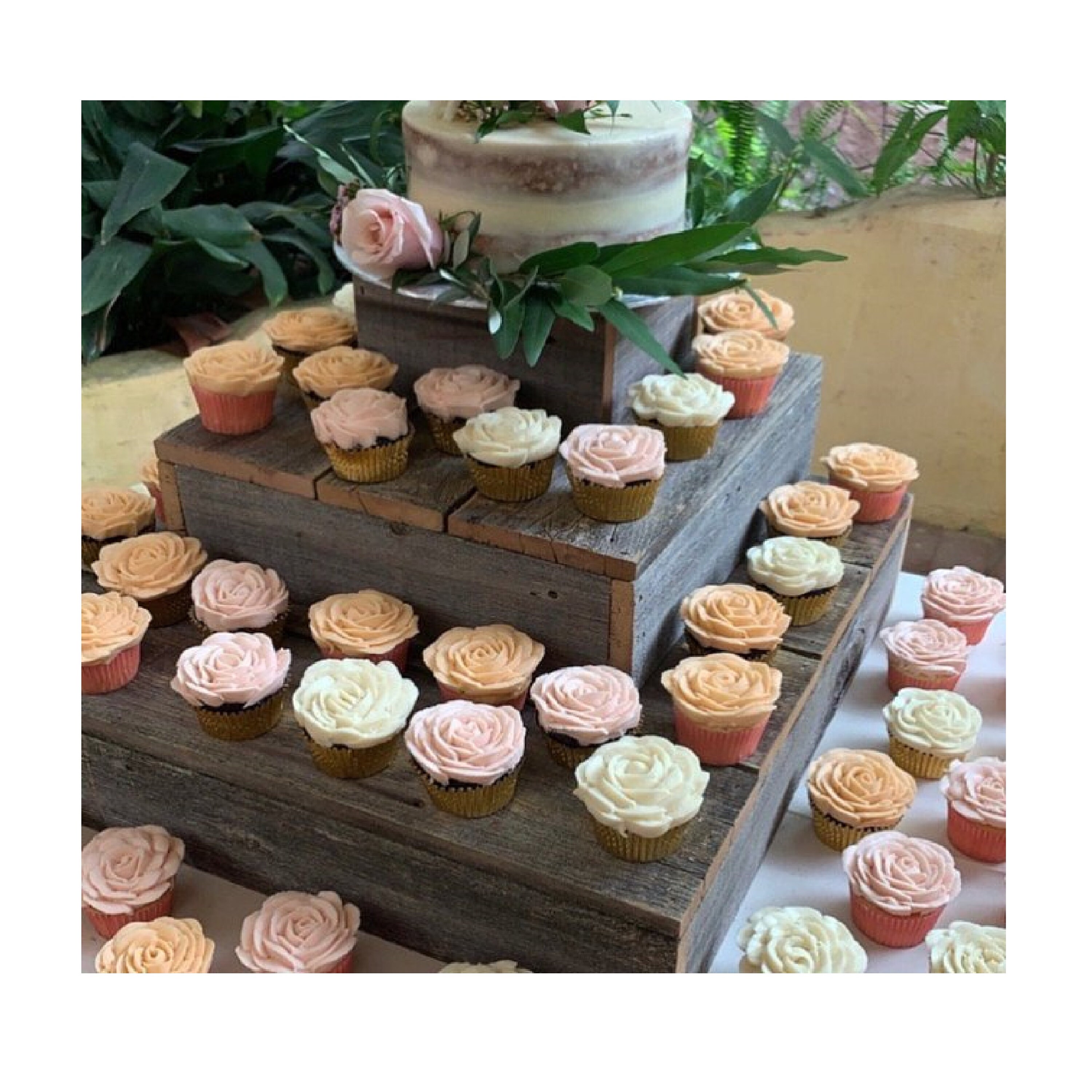 Rustic wood cupcake stand tiered cupcake stand wooden grey Etsy