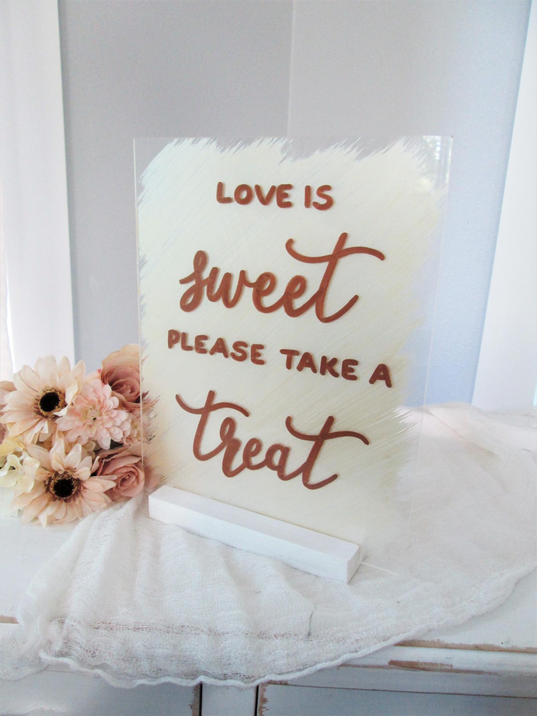 Very Sweet Sign Love is Sweet Acrylic Wedding Sign | Hand Painted Sign With Stand ...