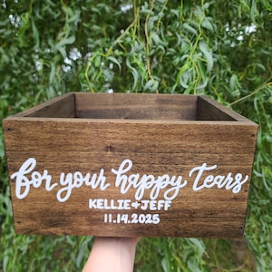 For Your Happy Tears Tissue Box | Wedding Favors Holder | White and Gold | Wedding Ceremony Decor | Rustic Wedding Decor | Backyard Wedding imagem 5