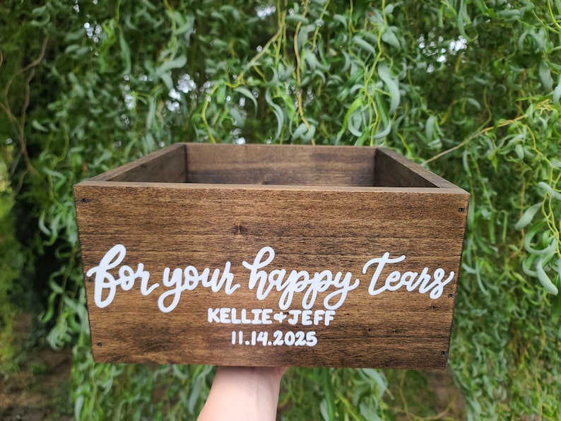 For Your Happy Tears Tissue Box | Wedding Favors Holder | White and Gold | Wedding Ceremony Decor | Rustic Wedding Decor | Backyard Wedding imagem 5