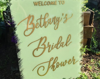 Personalized Acrylic Bridal Shower Welcome Sign, Hand-Painted Decor
