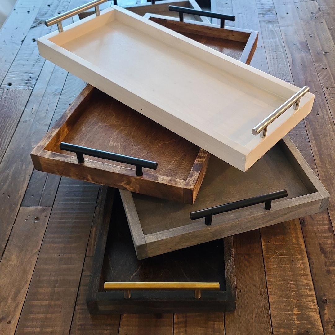 Wooden Centerpiece Serving Tray, Ottoman Coffee Table Tray, Charcuterie Board, Mother's Day Gift ...