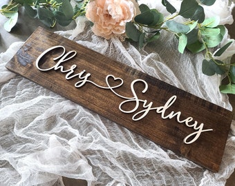 Personalized Heart Name Sign - 3D Wood Couple Name Sign - Boyfriend Girlfriend Gift - Anniversary Wedding Gift - Valentines Gift