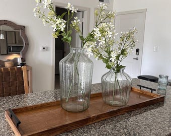 Kitchen centerpiece serving tray, wooden decorative tea tray, coffee station decor, Christmas gift for her, gift formom