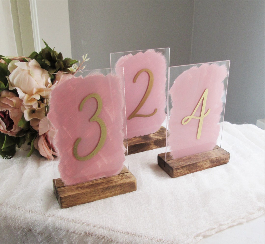 Wedding Table Number With Stand, Acrylic Custom Color Table Numbers ...