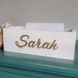 Personalized graduation card box, gift for graduate, class of 2025, dorm room decor, mail holder, mail organizer, rustic wooden cards box