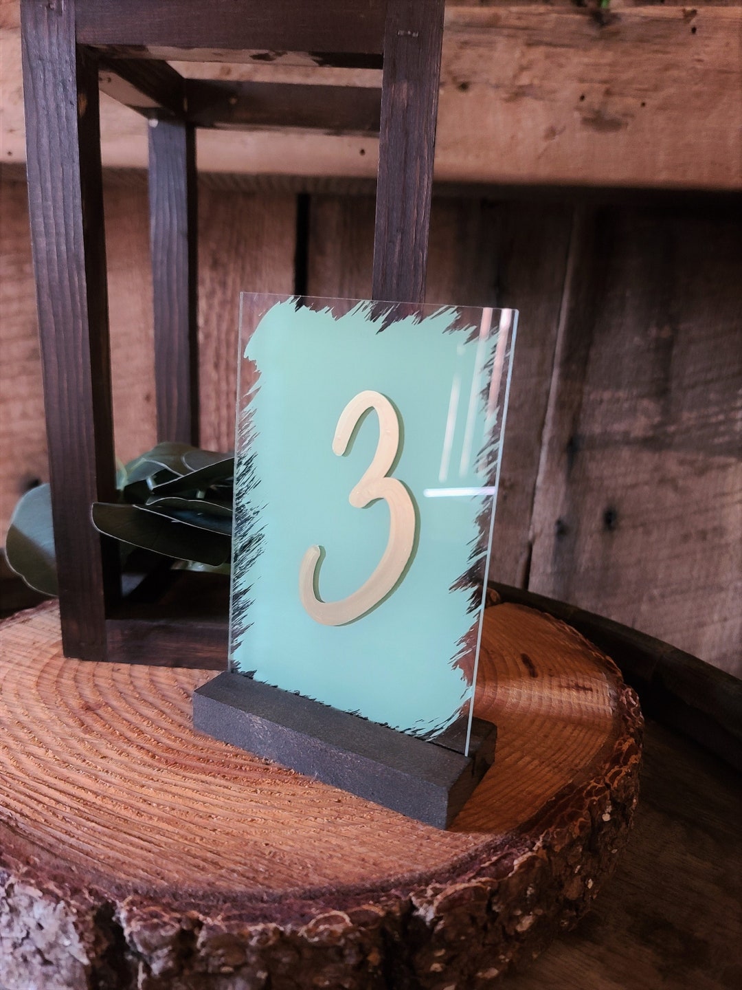 Painted Table Numbers With Stands, Reception Centerpiece Number, Table