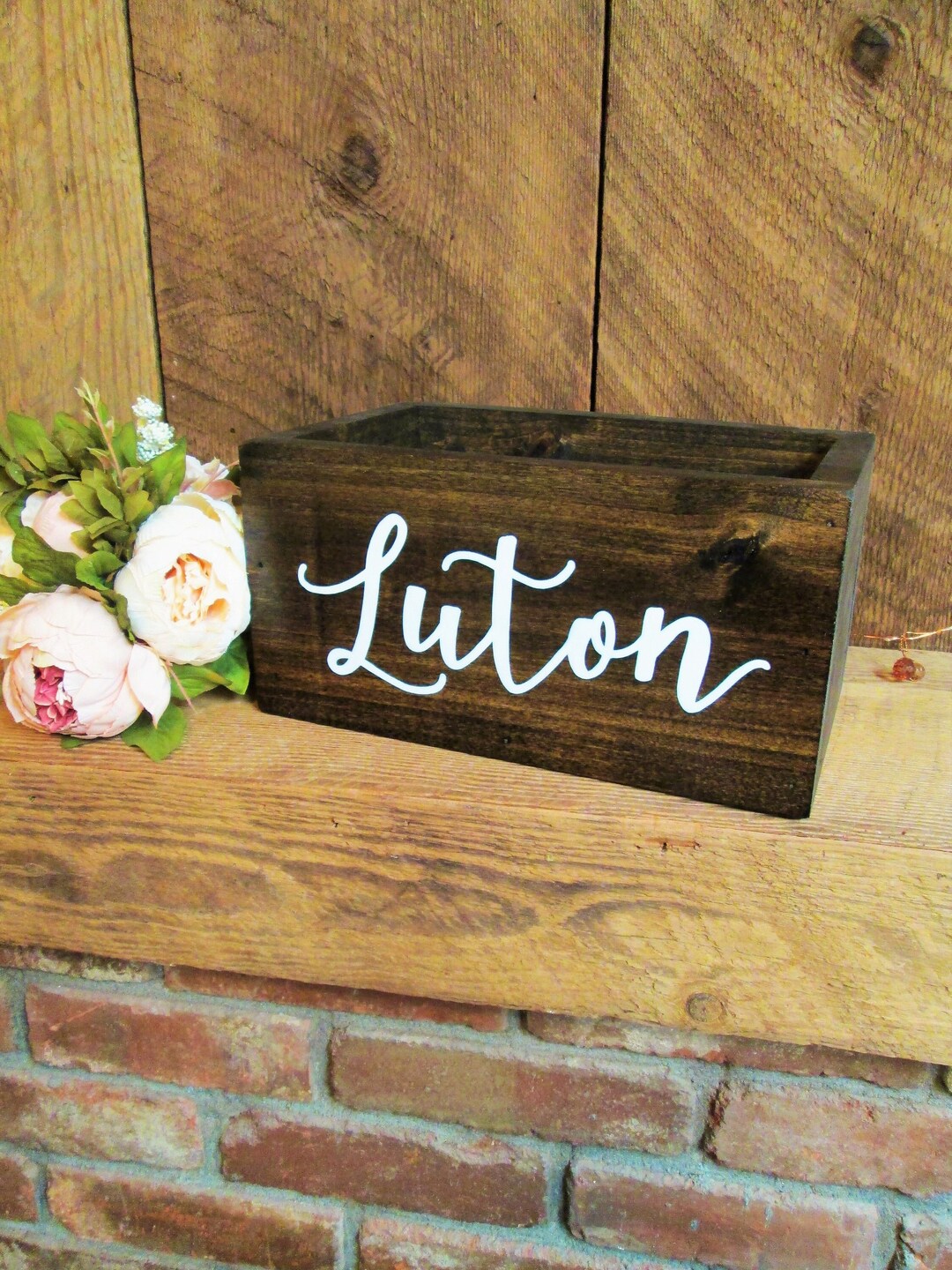 Personalized Bridal Shower Card Box, White and Gold Wedding, Rustic