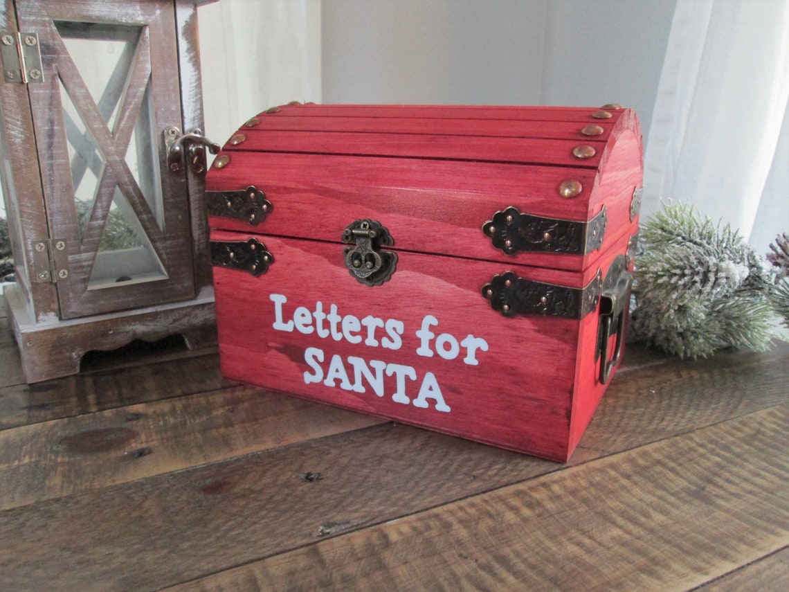 A christmas eve box with glittered lettering Letters for Santa Wooden Chest Rustic Christmas Home Decor - Etsy