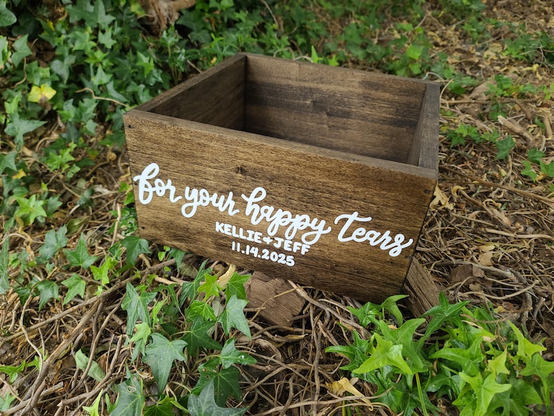 For Your Happy Tears Tissue Box | Wedding Favors Holder | White and Gold | Wedding Ceremony Decor | Rustic Wedding Decor | Backyard Wedding imagem 2