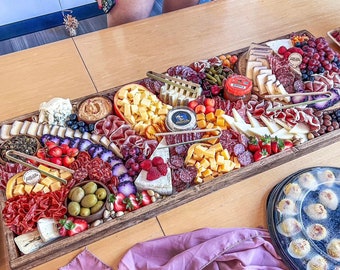 Giant charcuterie board, 16x40 large wooden cheese party serving tray