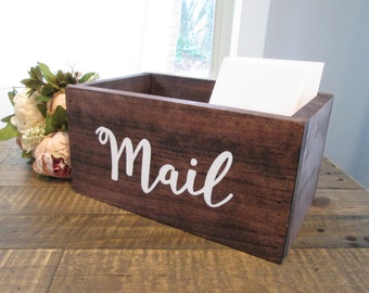 Wood mail box, rustic wooden mail holder, mail storage and organization, farmhouse home decor, kitchen decor, mothers day gift, gift for her