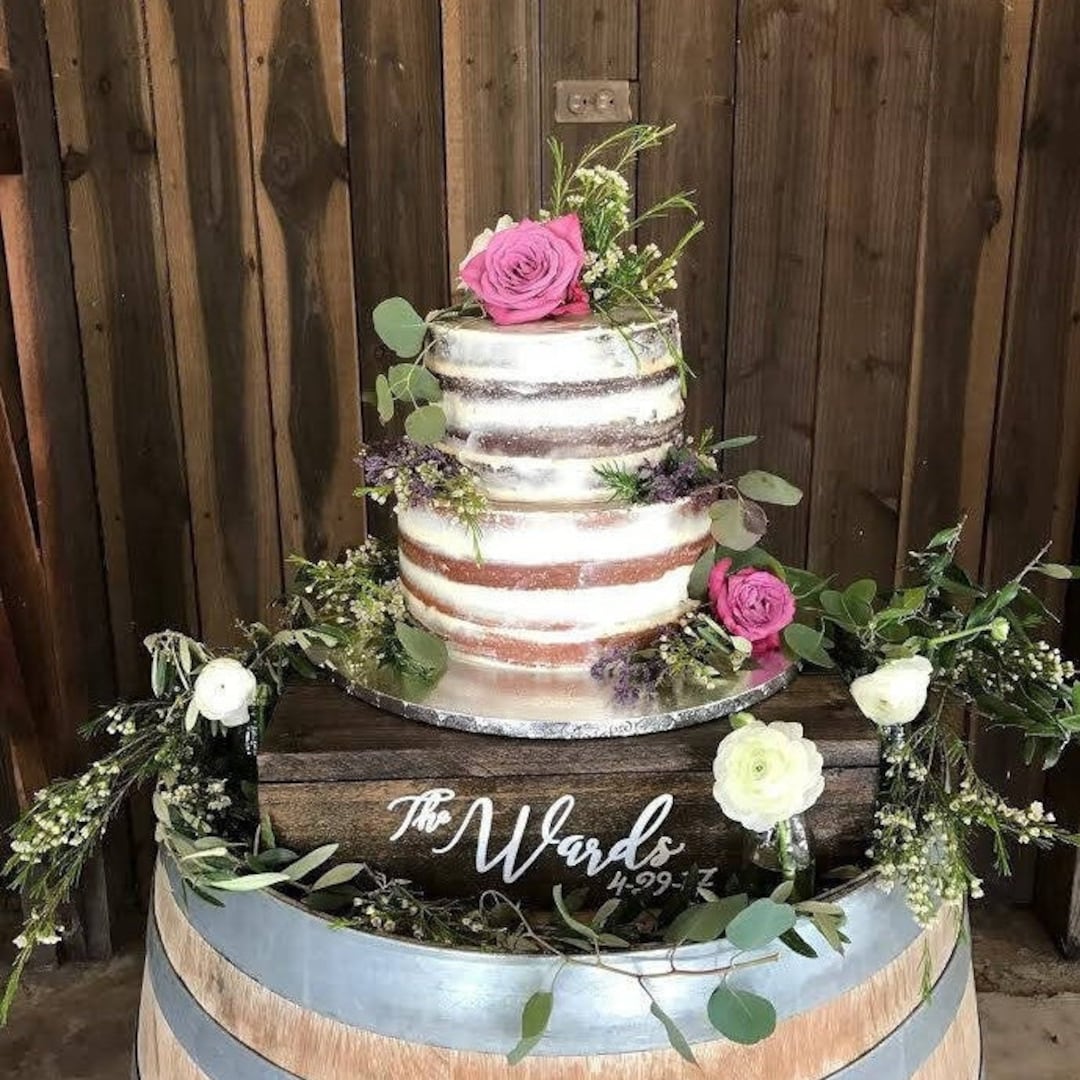 Personalized Hand Painted Wedding Cake Stand, Rustic Wedding Reception ...