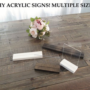 Blank acrylic signs with stands, DIY wedding sign, table number blanks, DIY acyrlic sign, reception decor, party decor, shower sign image 5