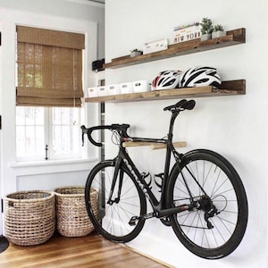 Bike Rack, Bike Hanger, Bike Wall Mount, Wood Bike Rack, Bike Furniture, Bike Stand, Bike Shelf, Interior Design, Wood Wall Rack, Bike Lover
