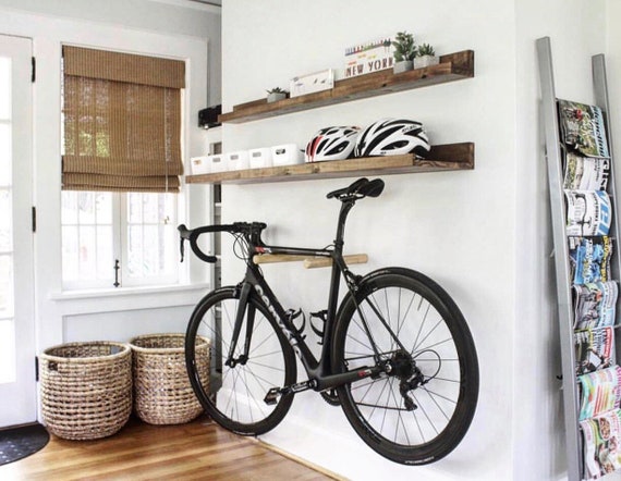 Portabicicletas, Colgador de bicicleta, Montaje en pared para bicicletas,  Rack de bicicleta de madera, Muebles de