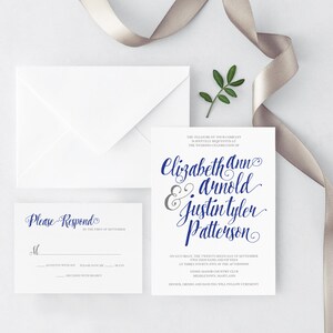 Wedding Invitation - Calligraphy Wedding Invitation - Pretty Brush Script Wedding Invitation