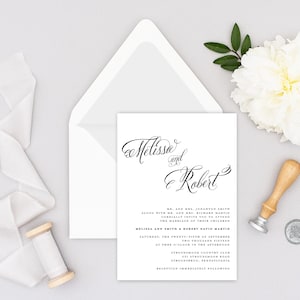 Wedding Invitation - Calligraphy Wedding Invitation - Script Wedding Invitation - Melissa & Robert (vertical)