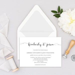 Wedding Invitation - Callirgaphy Wedding Invitation - Swirl Script Wedding Invitation