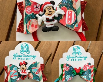 Santa Mouse Bow/Baby Headband