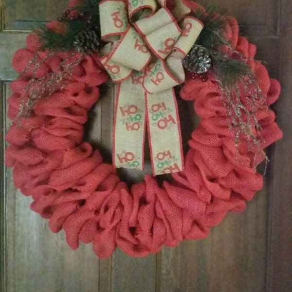 Beautiful, Rustic Wreath, Burlap Wreath, Christmas Wreath