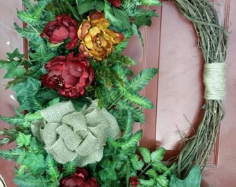 FREE SHIPPING, EXTRA Large, Beautiful, Floral Wreath, Everyday Wreath, Grapevine Wreath, Ready To Ship