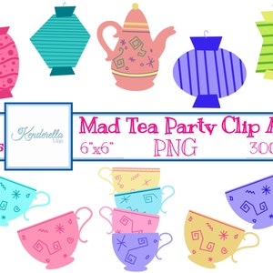 10 Mad Tea Party Clip Art | Alice In Wonderland | PNG | Hand Drawn | Magic Kingdom | Digital Download | Inspired