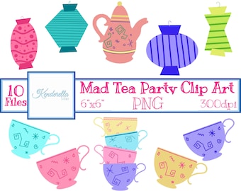 10 Mad Tea Party Clip Art | Alice In Wonderland | PNG | Hand Drawn | Magic Kingdom | Digital Download | Inspired