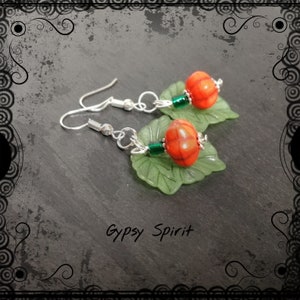 Pumpkin patch dangle earrings, Halloween, witch, cute, Fall, Autumn, Harvest, Samhain jewellery