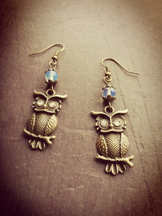 pagan on a cord myth golden eyes witchy totem Bronze Owl Blodeuwedd pendant