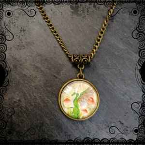 Dragon & Fly Agaric mushroom pendant necklace, toadstool, fey, cute