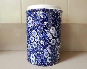 Blue calico cat design half pint jug pitcher jug by Heron Cross Pottery