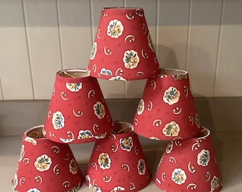 Set of 6 Pierre Deux Avignonet Red Shades 3”x6”x5”
