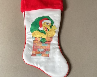 Vintage Sesame Street Big Bird Christmas Stocking Like New