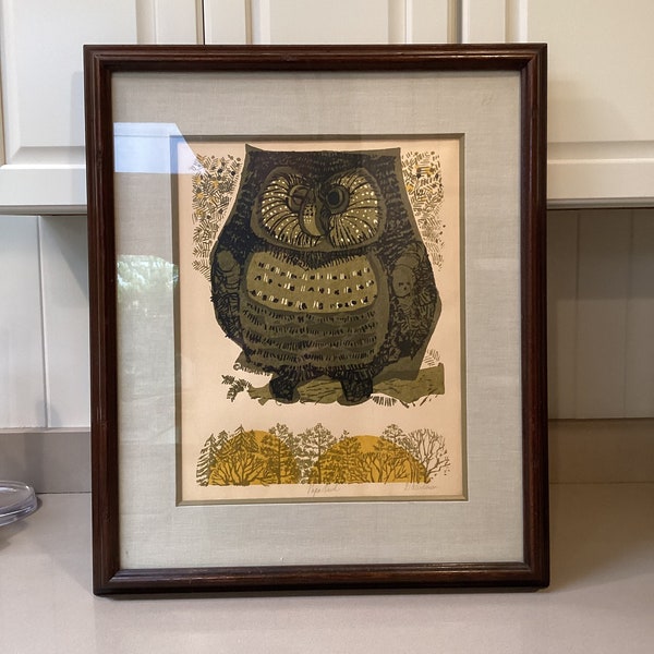 David Weidman Papa Owl Original Silkscreen Print Hand Signed