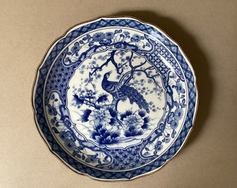 Andrea by Sadek Blue and White Peacock 10” Plate